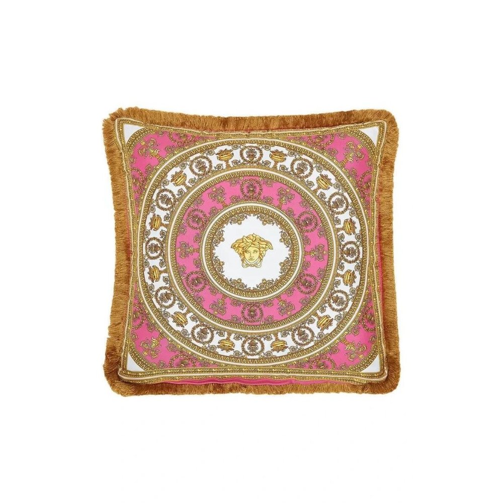 New with Tags Versace I Heart Baroque Silk Accent Pillow Fuchsia